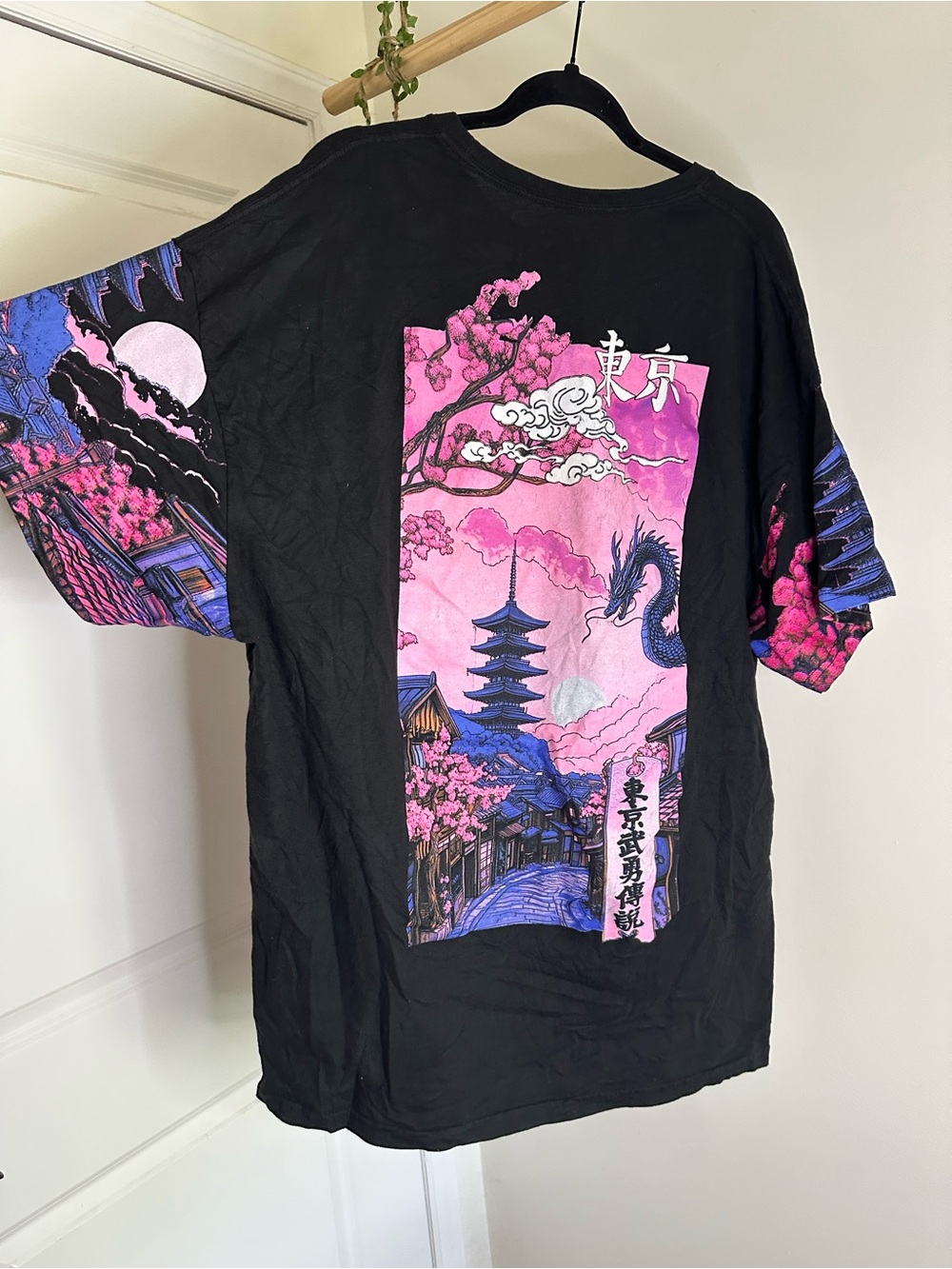 Men’s 4XL | Savage Crew Black Tokyo Japan Dragon Cherry Blossom Graphic T-Shirt